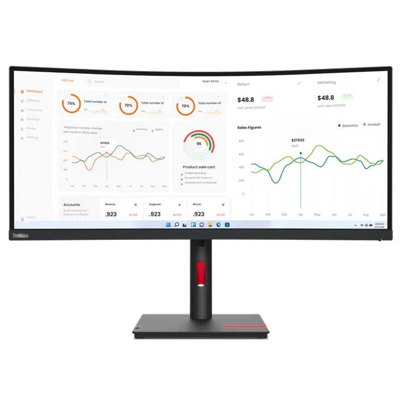 Lenovo ThinkVision T34WD-40 — 34" WQHD Ultrawide USB-C Monitor (75W PD)