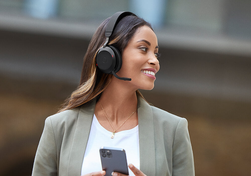 Jabra Evolve2 75 MS Stereo — Premium Wireless Headset with ANC + Charging Stand