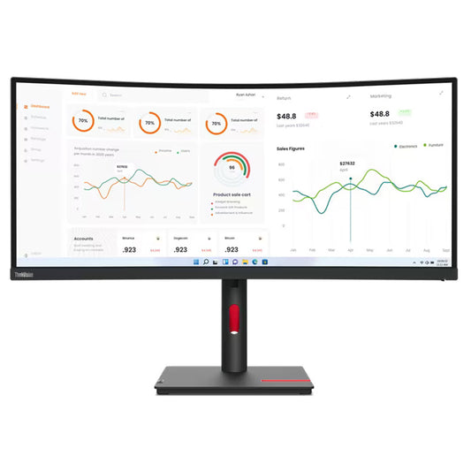 Lenovo ThinkVision T34WD-40 — 34" WQHD Ultrawide USB-C Monitor (75W PD)