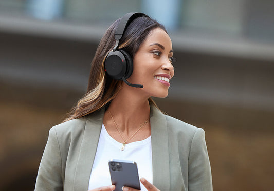 Jabra Evolve2 75 MS Stereo — Premium Wireless Headset with ANC + Charging Stand